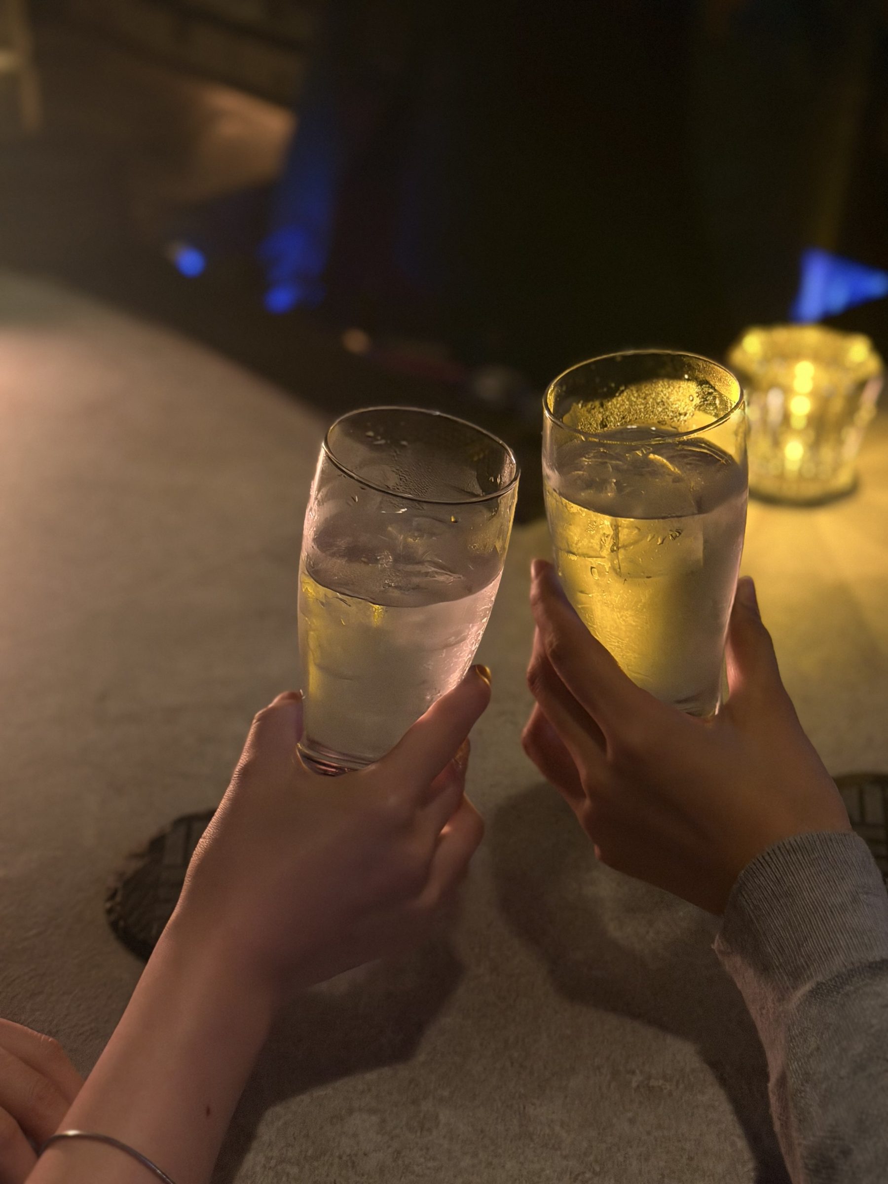 Toast with drinks at the counter